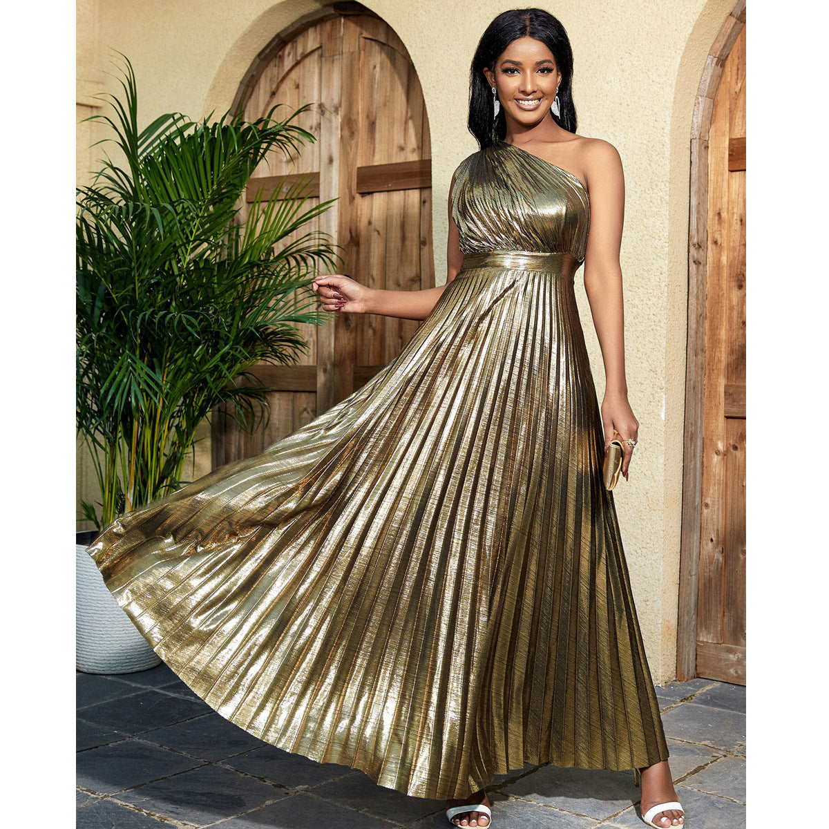 Robe de soirée plissée pour femmes avec haut scintillant Mirla
