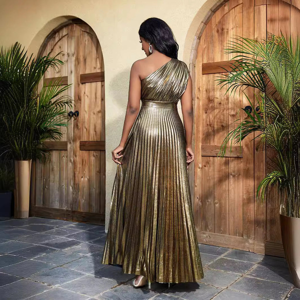 Robe de soirée plissée pour femmes avec haut scintillant Mirla
