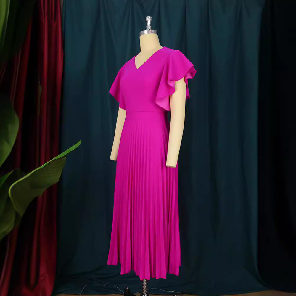 Robe plissée pour femmes avec des manches à ailes volumineuses Mirla