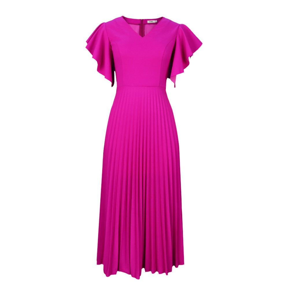Robe plissée pour femmes avec des manches à ailes volumineuses Mirla