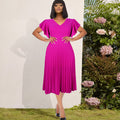 Robe plissée pour femmes avec des manches à ailes volumineuses Mirla