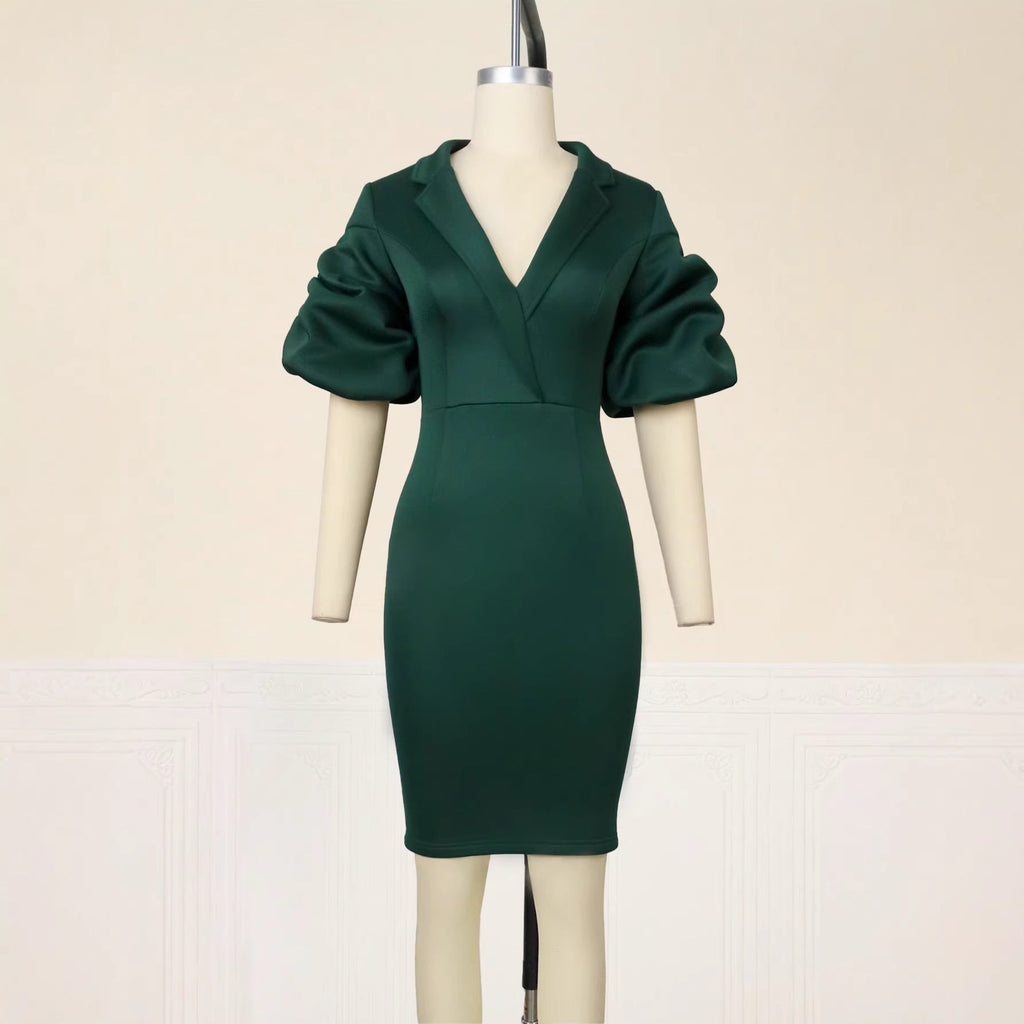 Robe en béton figuratif pour femmes avec des manches bouffantes volumineuses et un détail élégant Mirla