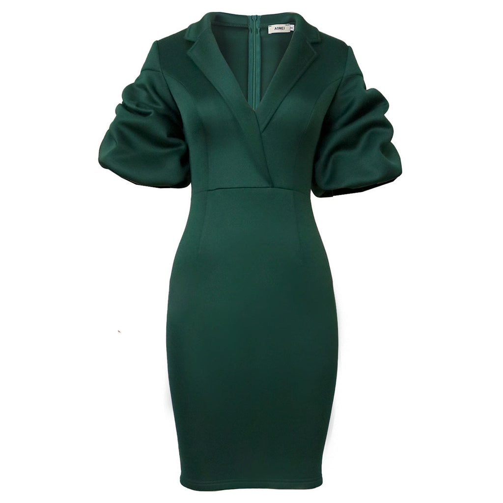Robe en béton figuratif pour femmes avec des manches bouffantes volumineuses et un détail élégant Mirla