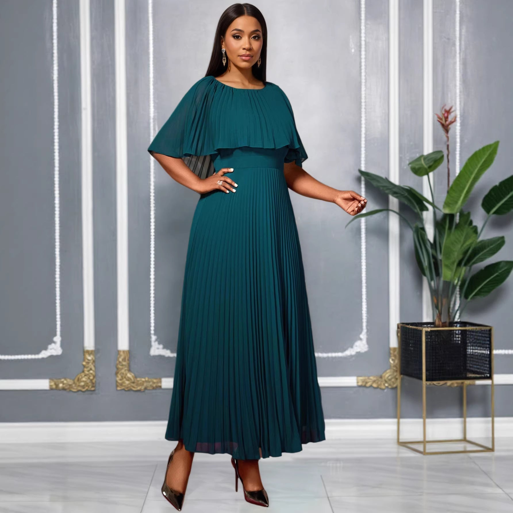 Robe Maxi Plissée pour Femmes avec Élégantes Drapés Mirla
