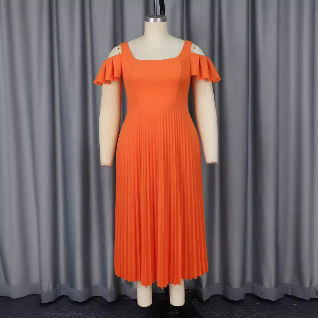 Robe plissée pour femmes avec volants sans épaules Mirla