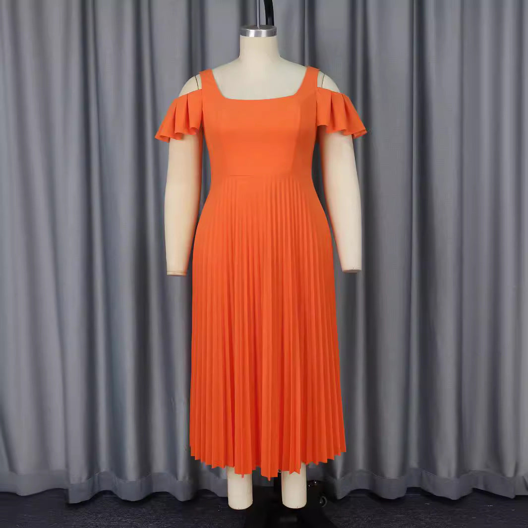 Robe plissée pour femmes avec volants sans épaules Mirla