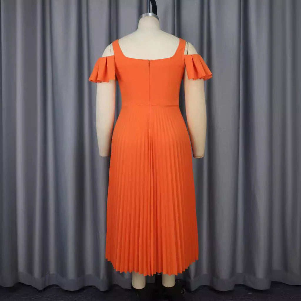 Robe plissée pour femmes avec volants sans épaules Mirla