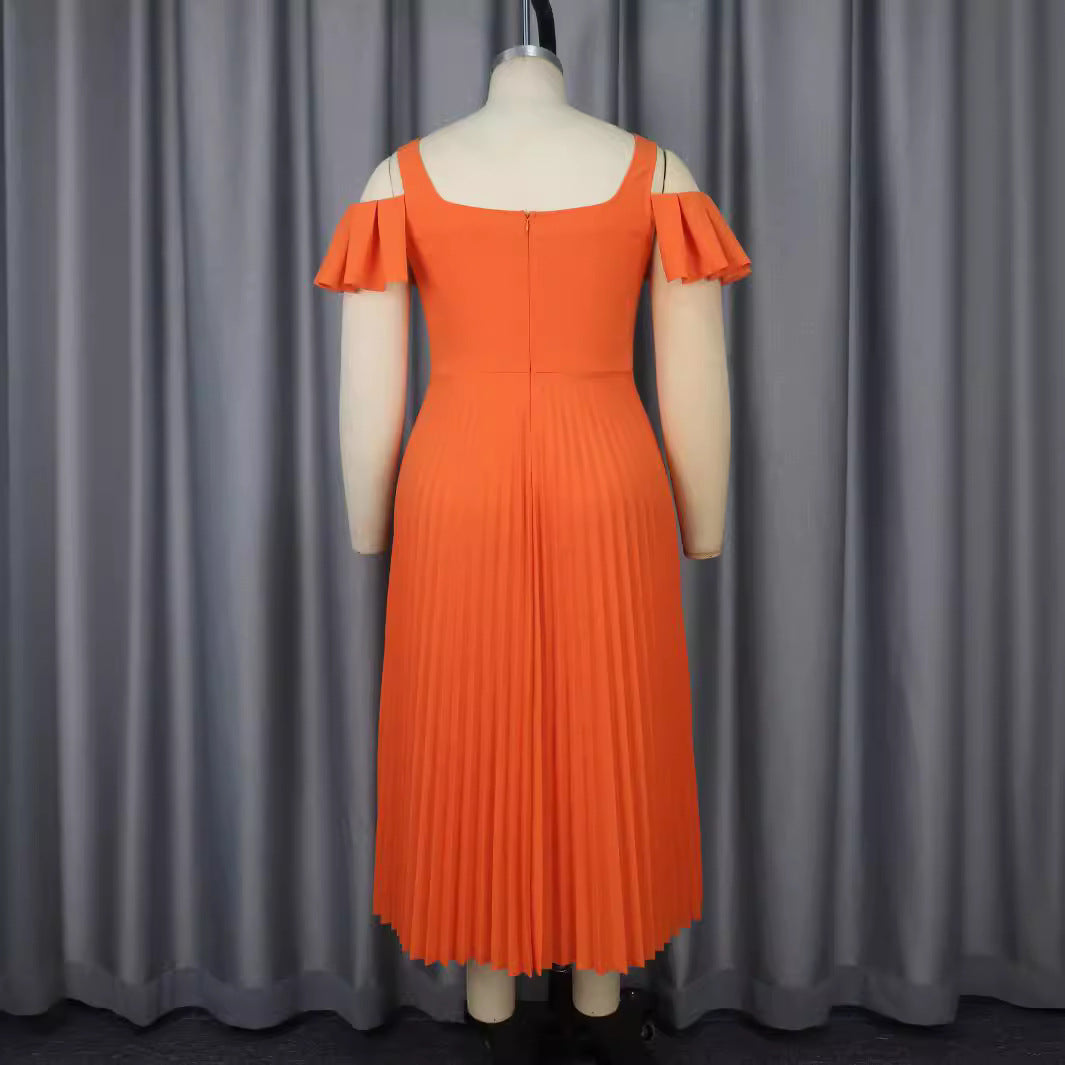 Robe plissée pour femmes avec volants sans épaules Mirla