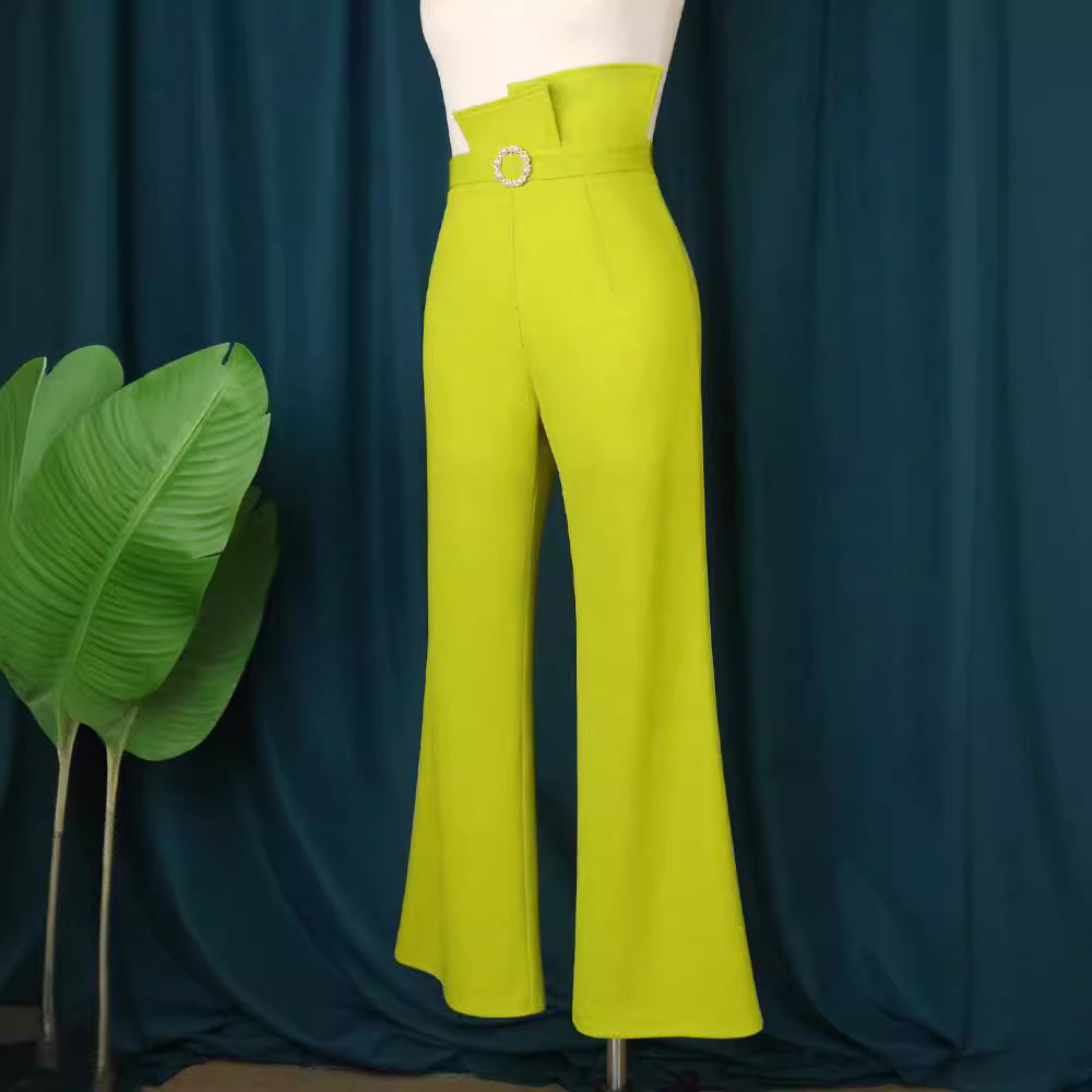Pantalon Palazzo taille haute pour femmes avec boucle élégante Mirla