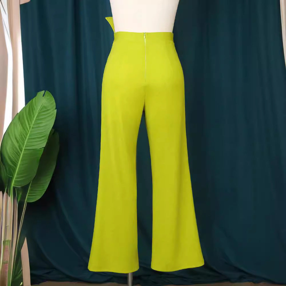 Pantalon Palazzo taille haute pour femmes avec boucle élégante Mirla