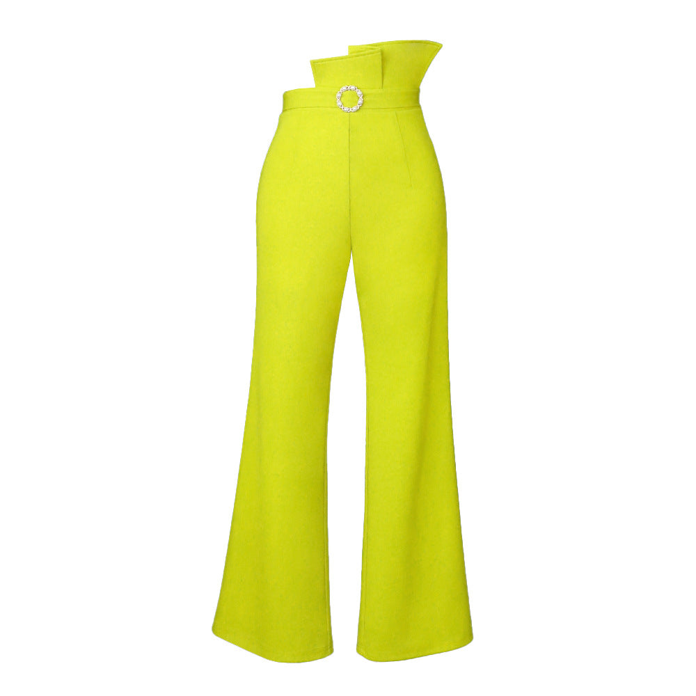 Pantalon Palazzo taille haute pour femmes avec boucle élégante Mirla