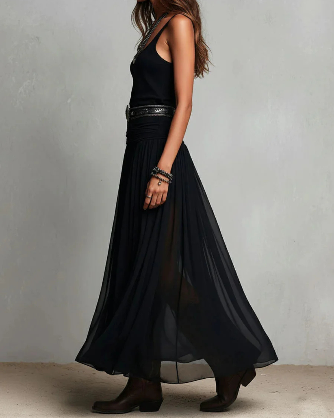 Eulee | Robe à double couche élégante avec ceinture à la taille