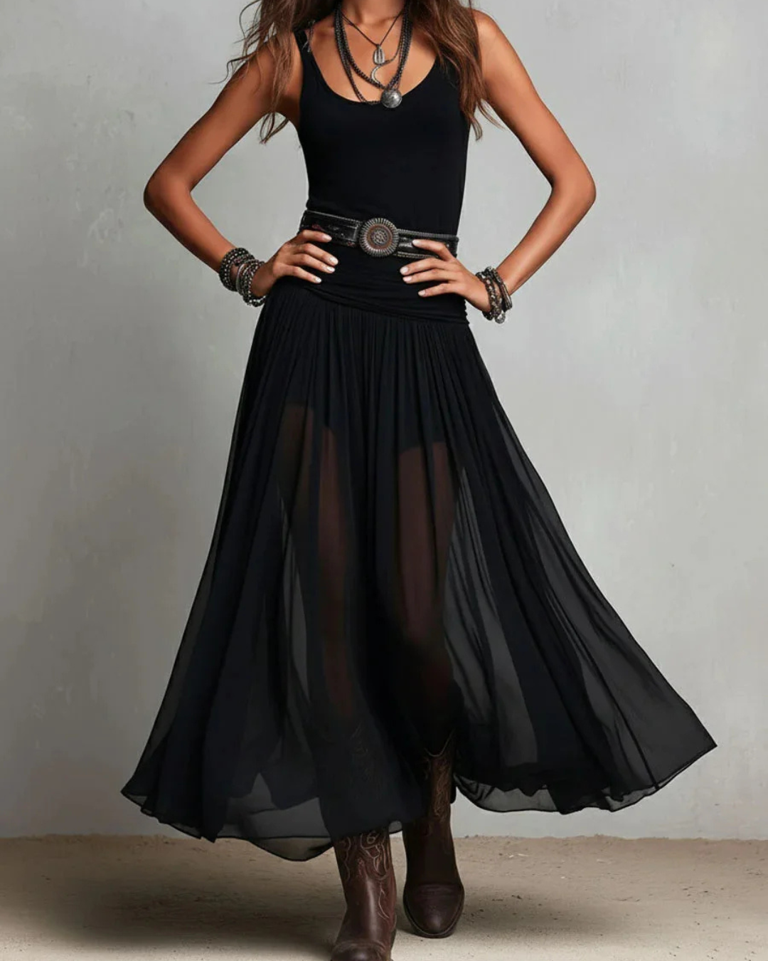 Eulee | Robe à double couche élégante avec ceinture à la taille