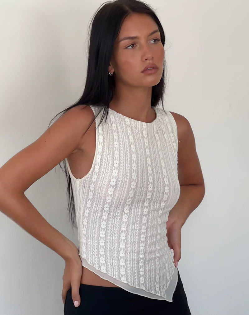 Top Sans Manches À Finition Dentelle Et Ourlet Asymétrique Pour Femme | Idéal Pour Occasions Quotidiennes Et Événements