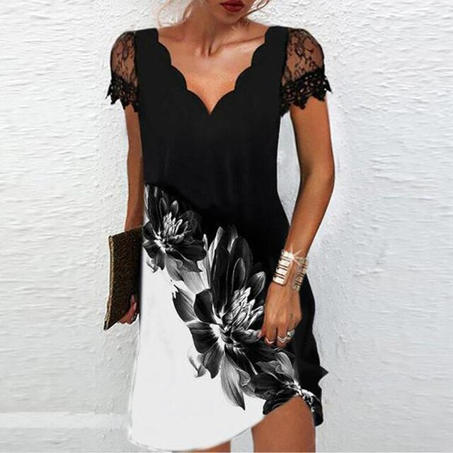 Anastasia | Robe Mini à Imprimé Floral à Col V pour Femmes
