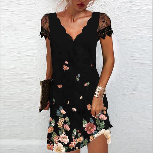 Anastasia | Robe Mini à Imprimé Floral à Col V pour Femmes