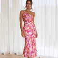 Robe de cocktail florale élégante à une épaule