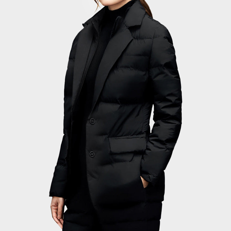 Manteau Blazer Rembourré pour Femme avec Boutons et Poches
