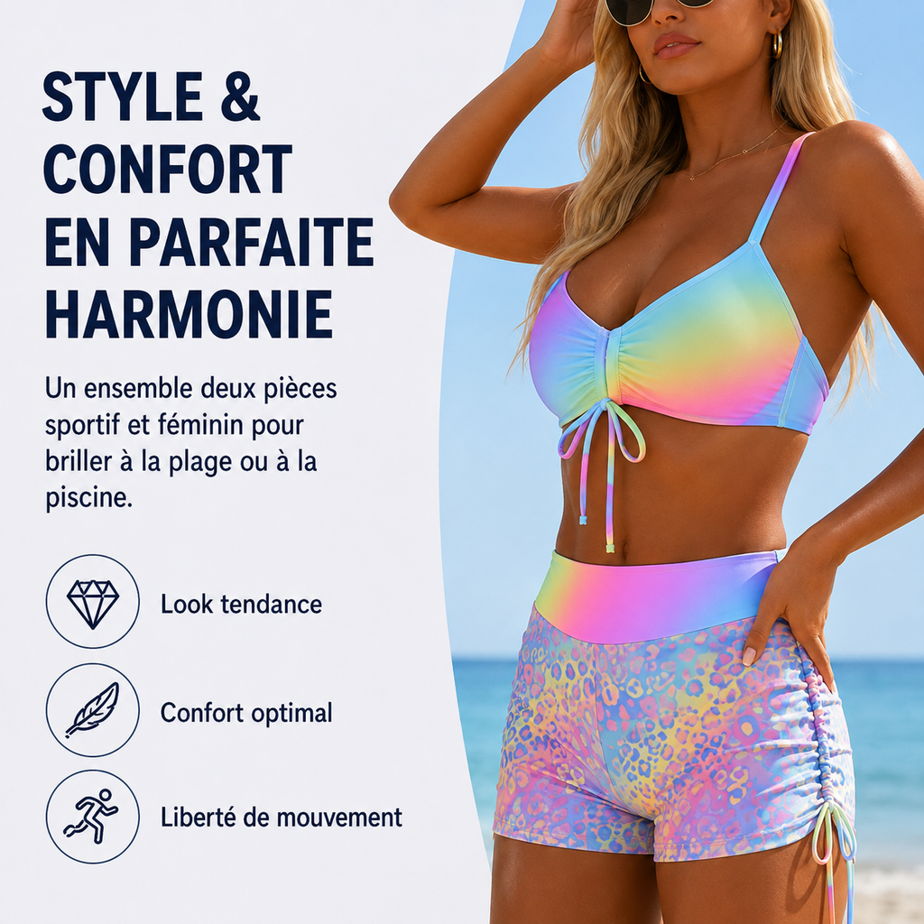 Emelita | Ensemble de maillot de bain accrocheur avec style short