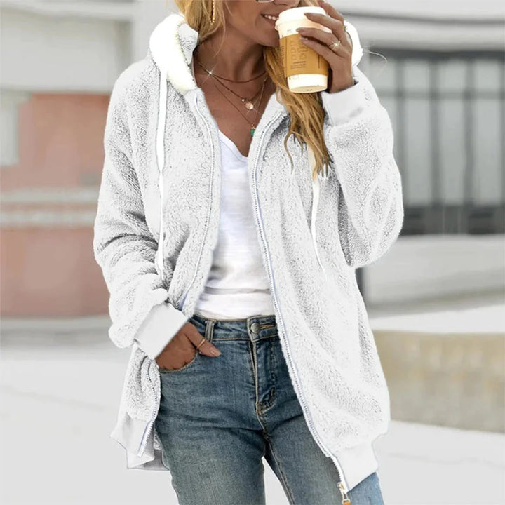 Veste en Fleece Femme avec Capuche et Fermeture Éclair