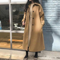 Manteau Long Femme avec Revers et Boutonnage