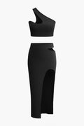 Ensemble Une Épaule Et Jupe Avec Fente Et Découpes Pour Femmes | Idéal Pour Soirées Et Occasions Spéciales