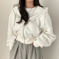 Veste à capuche oversized pour femmes avec fermeture éclair et poches