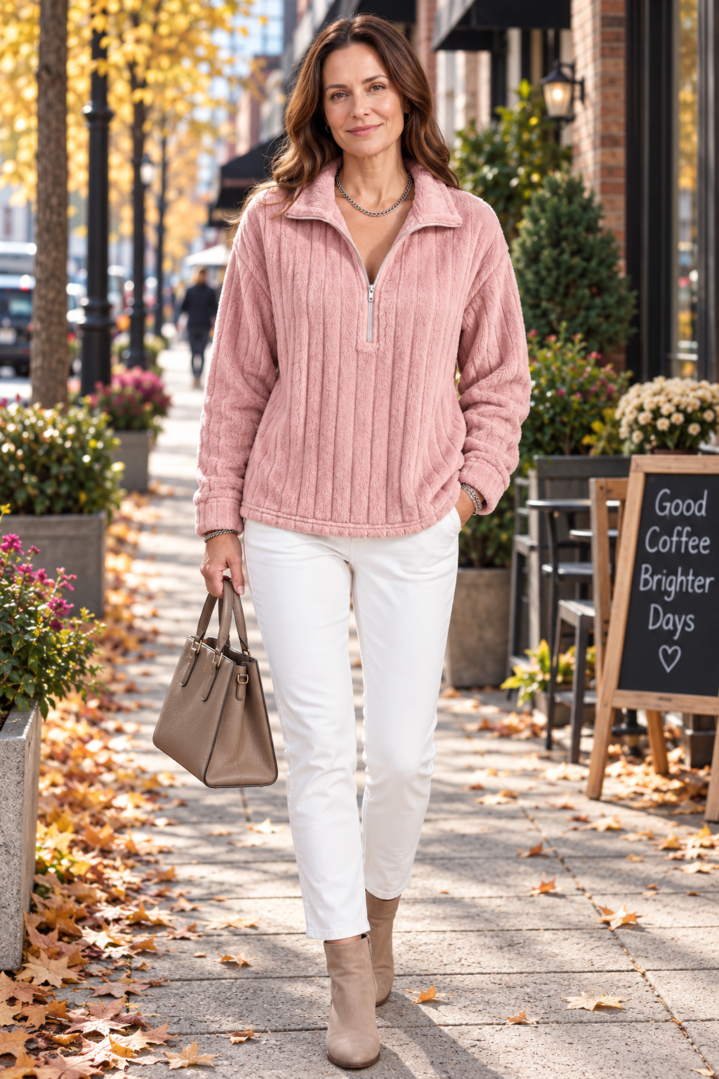 Pull en maille à col zippé relax