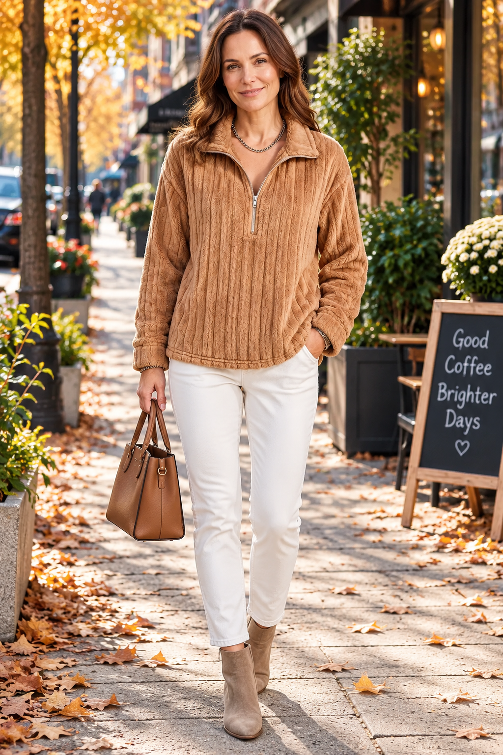 Pull en maille à col zippé relax