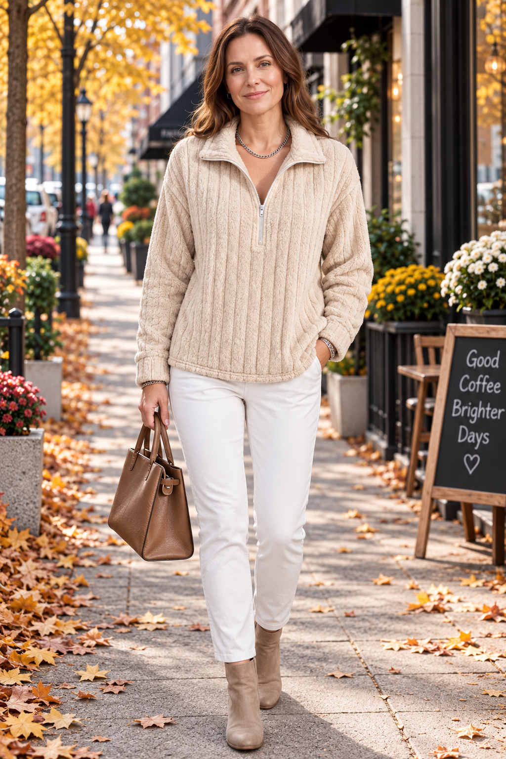 Pull en maille à col zippé relax