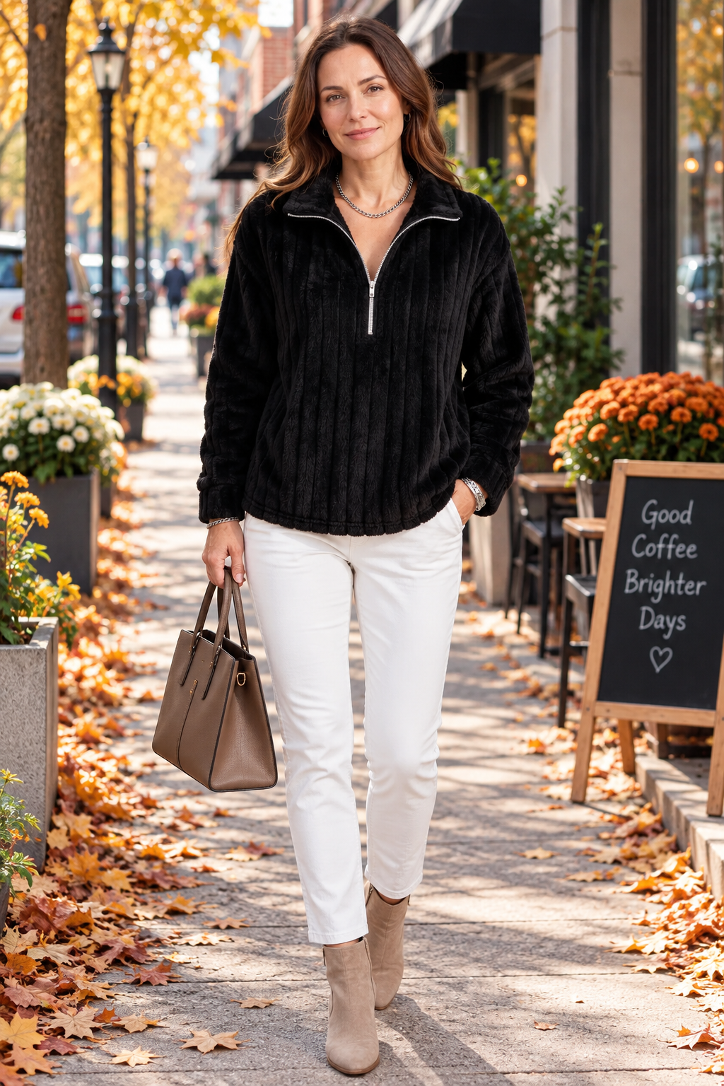 Pull en maille à col zippé relax