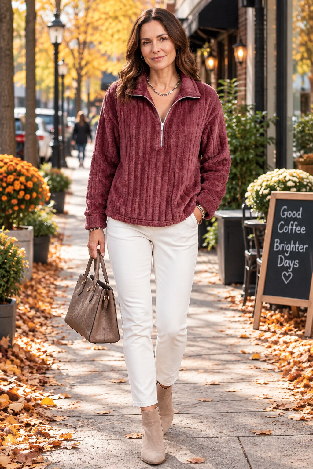 Pull en maille à col zippé relax