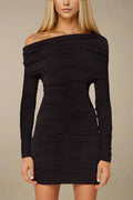 Robe Mince Off-Shoulder avec Surface Drapée