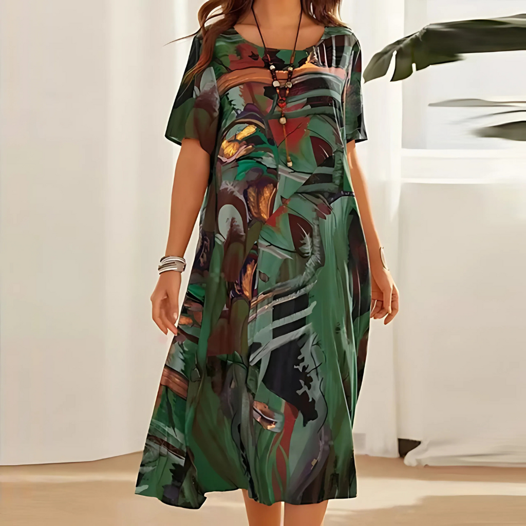 Robe Fleurie Femme | Imprimé Abstrait Intégral & Coupe Fluide