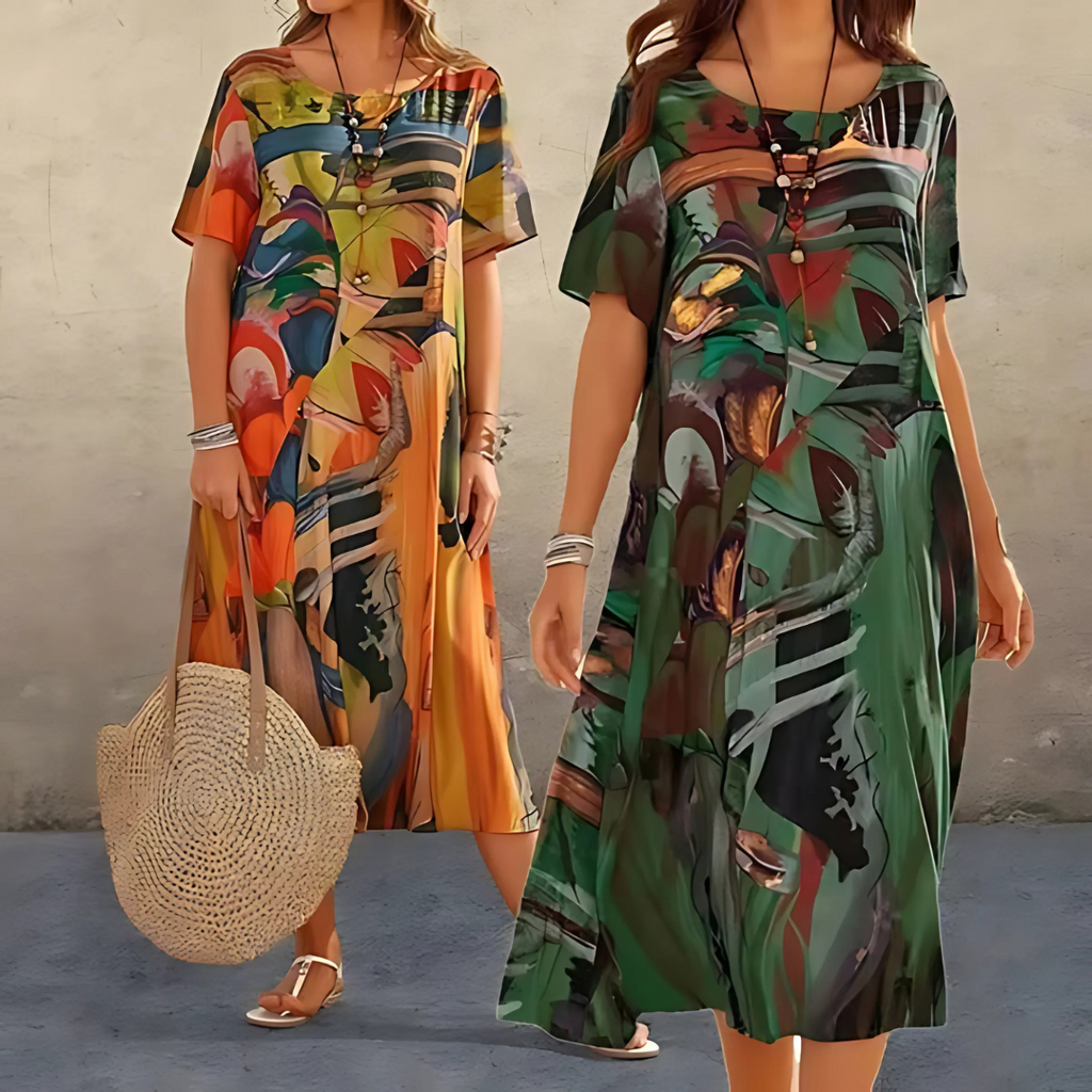 Robe Fleurie Femme | Imprimé Abstrait Intégral & Coupe Fluide