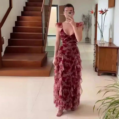Robe à volants pour femmes | Imprimé floral et design maxi romantique