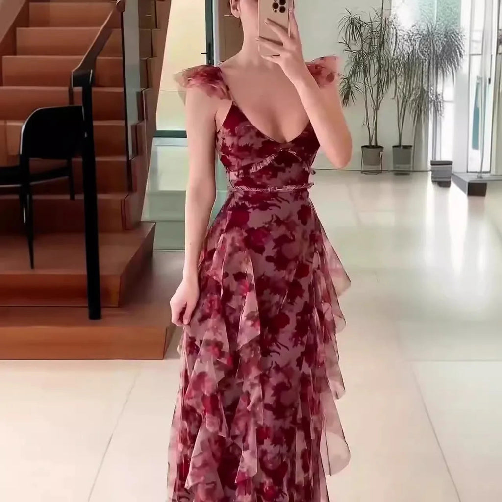 Robe à volants pour femmes | Imprimé floral et design maxi romantique