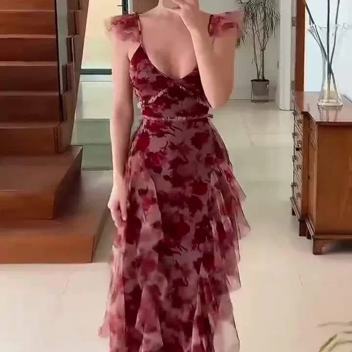 Robe à volants pour femmes | Imprimé floral et design maxi romantique
