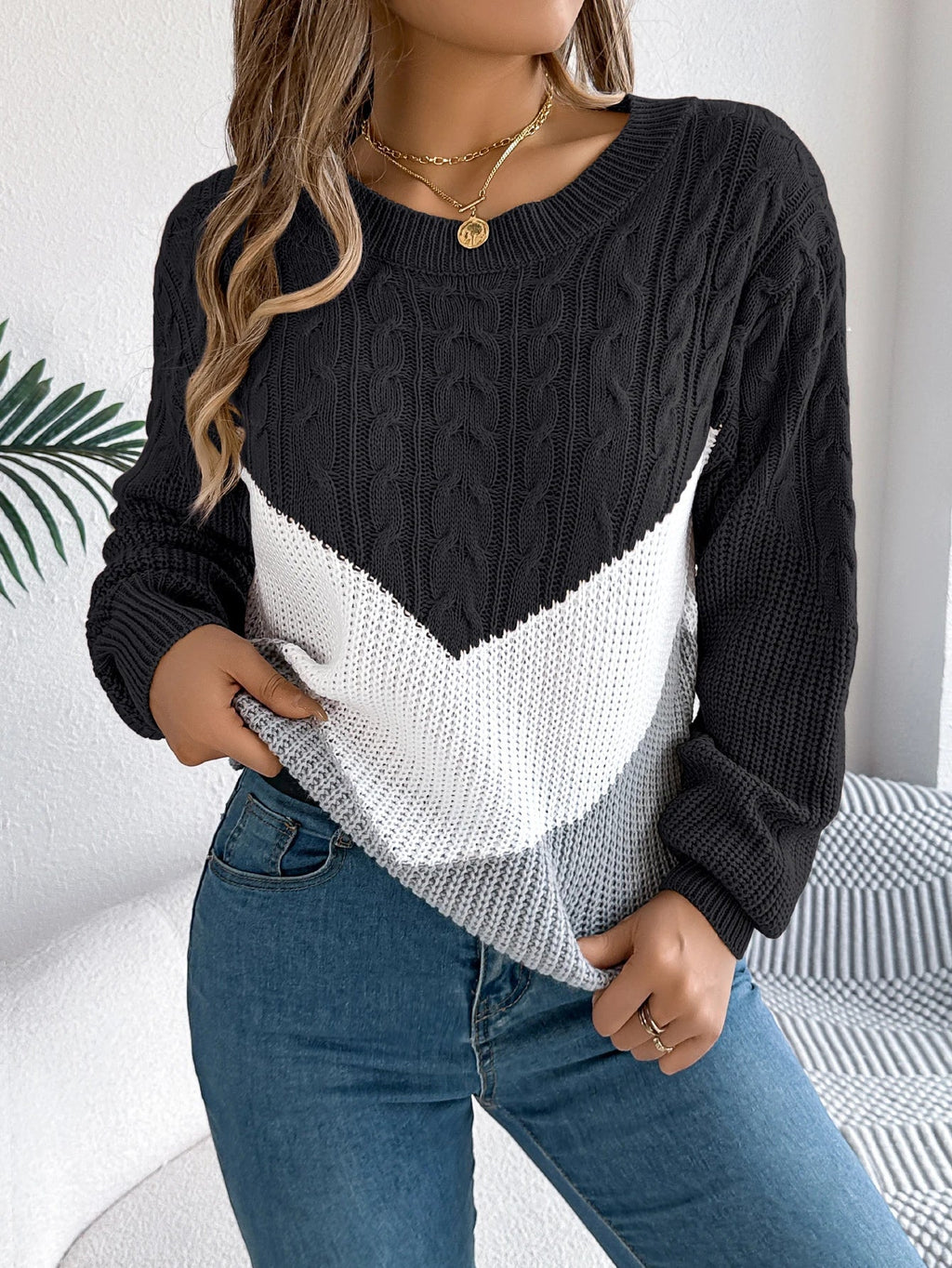 Angelika | Pull en tricot Chevron confortable et stylé
