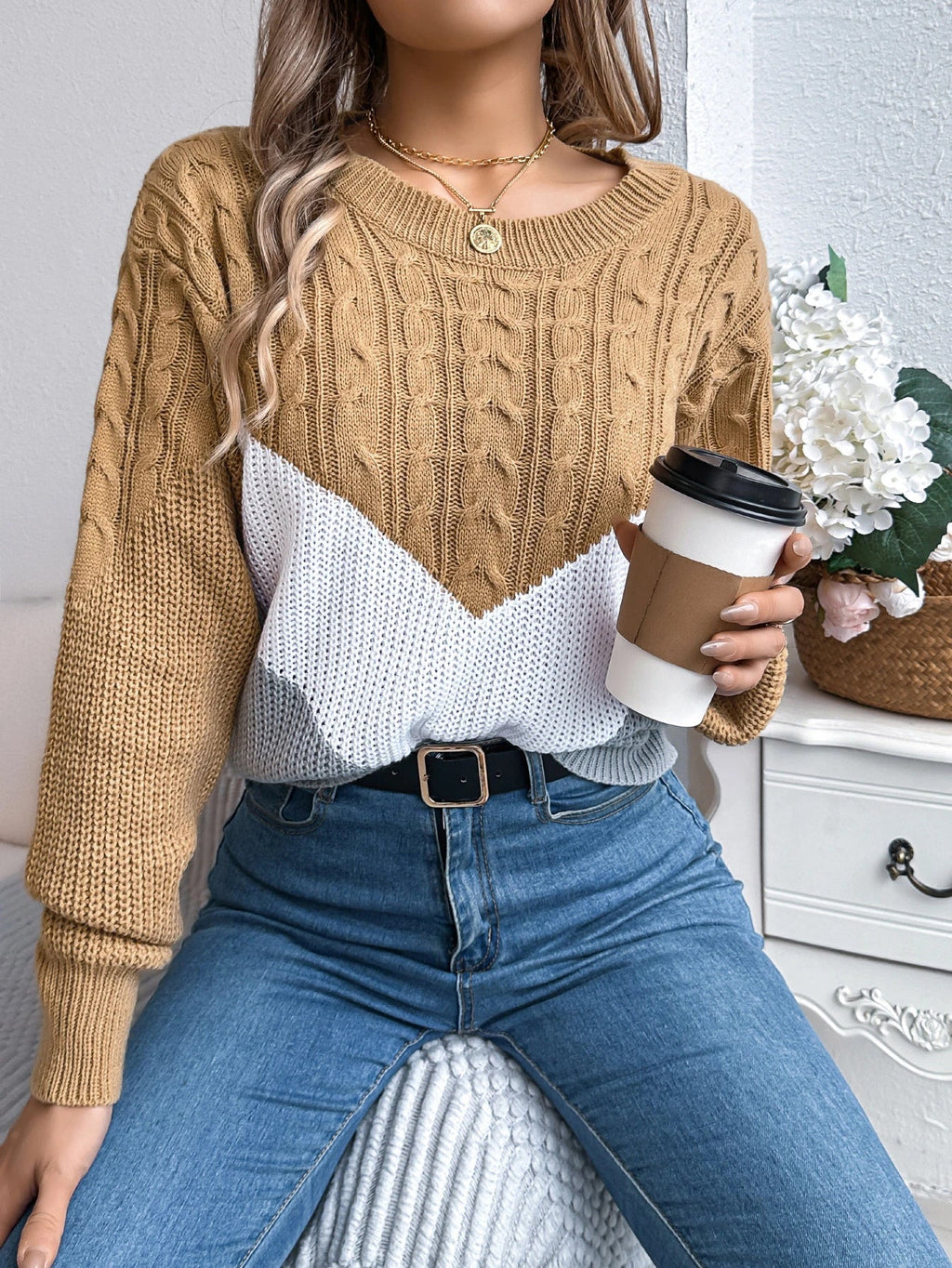 Angelika | Pull en tricot Chevron confortable et stylé