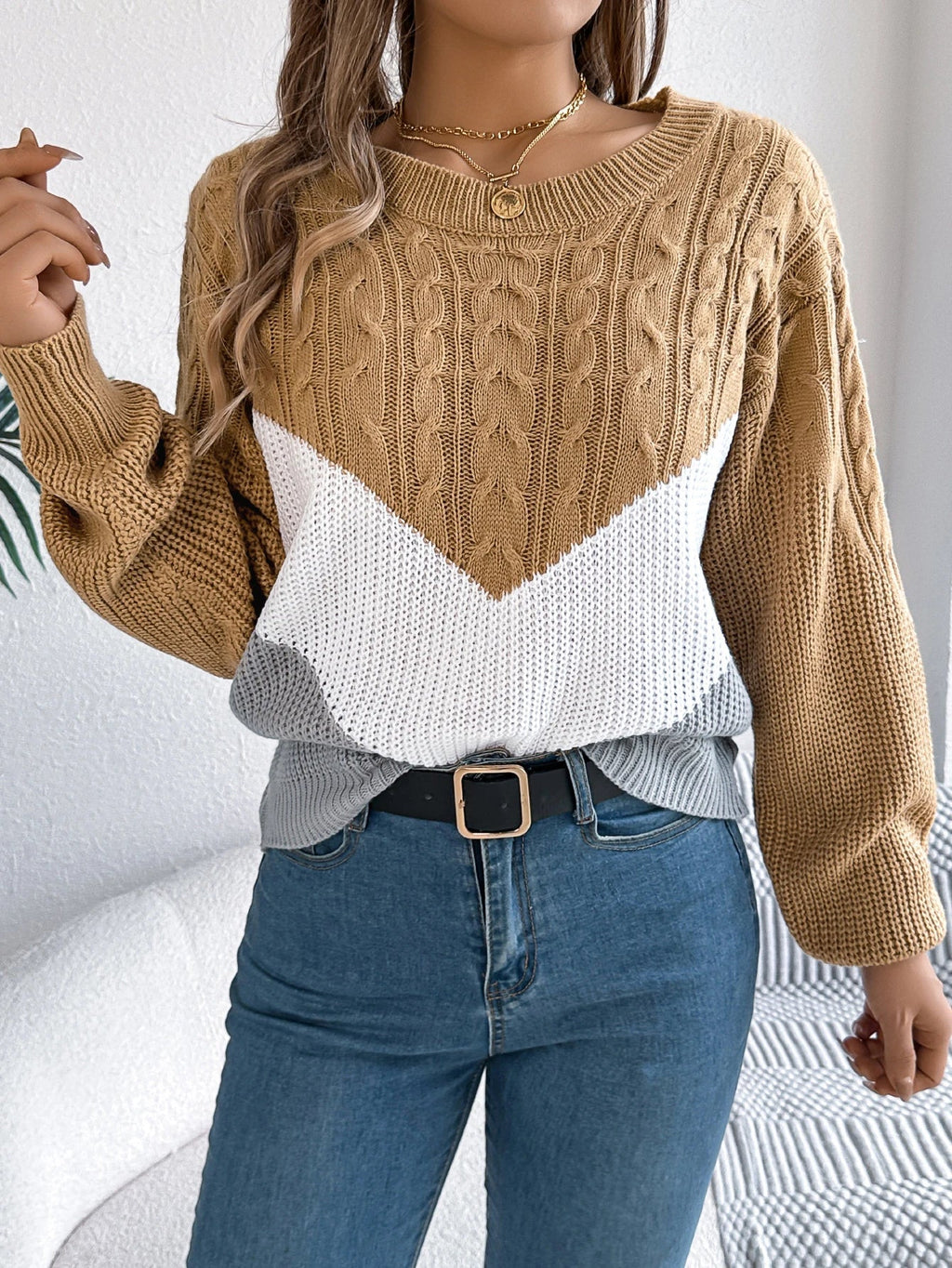 Angelika | Pull en tricot Chevron confortable et stylé
