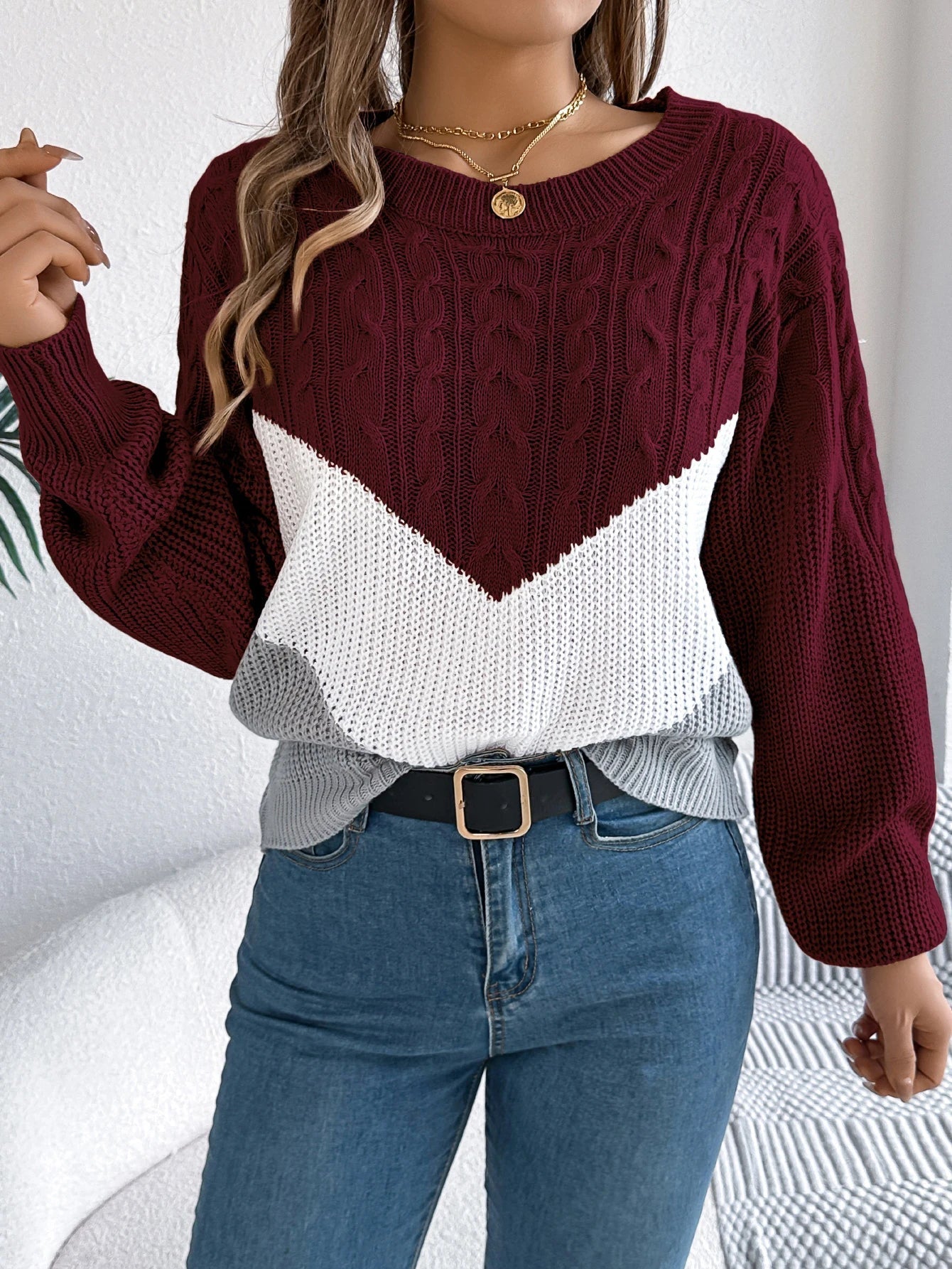 Angelika | Pull en tricot Chevron confortable et stylé