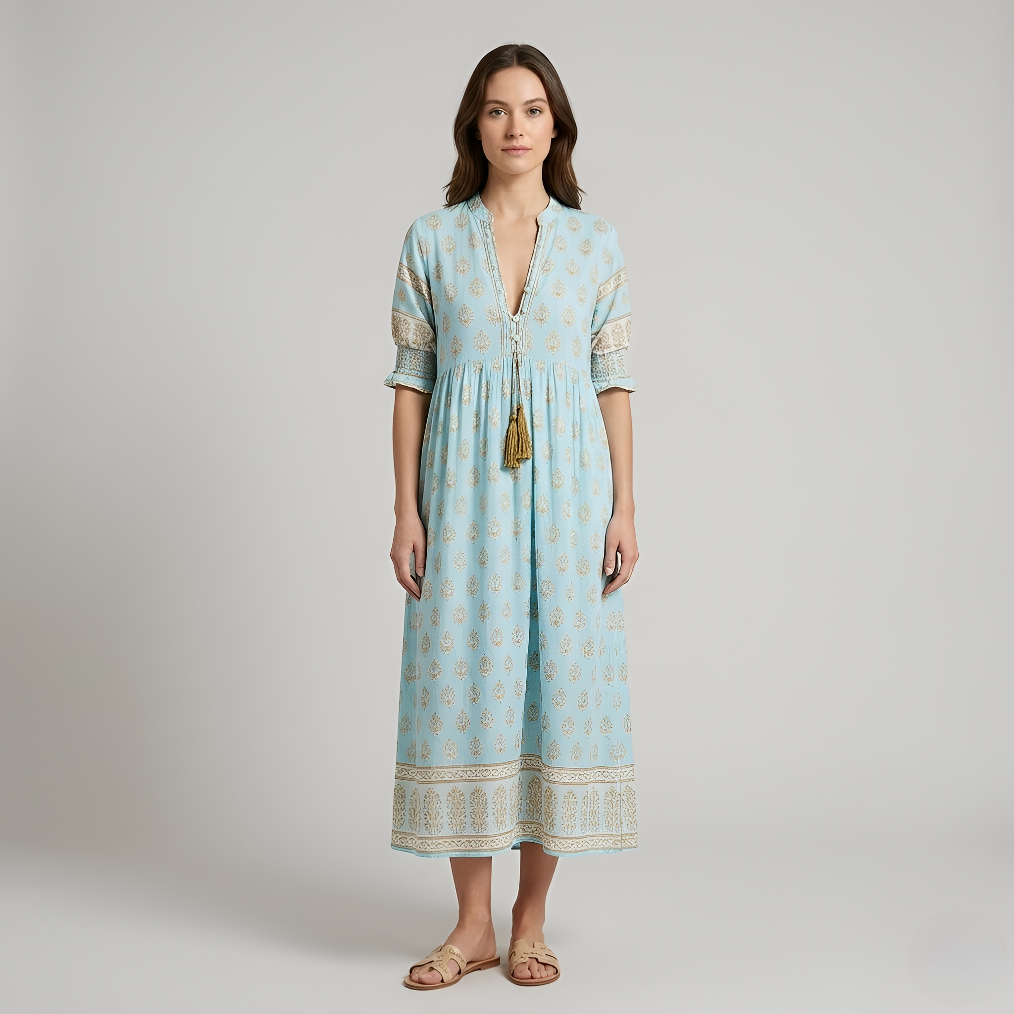 Ysabel - Robe d'été fluide à fleurs et encolure en V