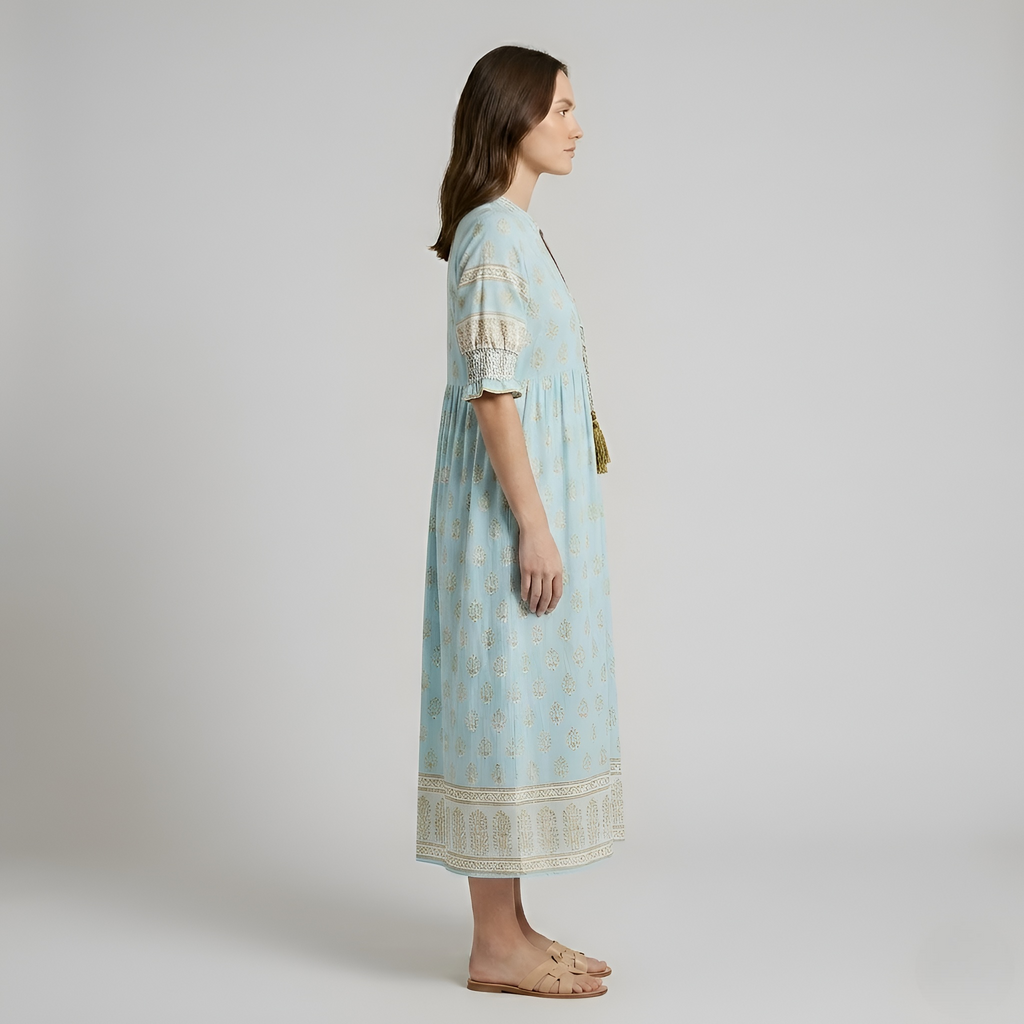 Ysabel - Robe d'été fluide à fleurs et encolure en V