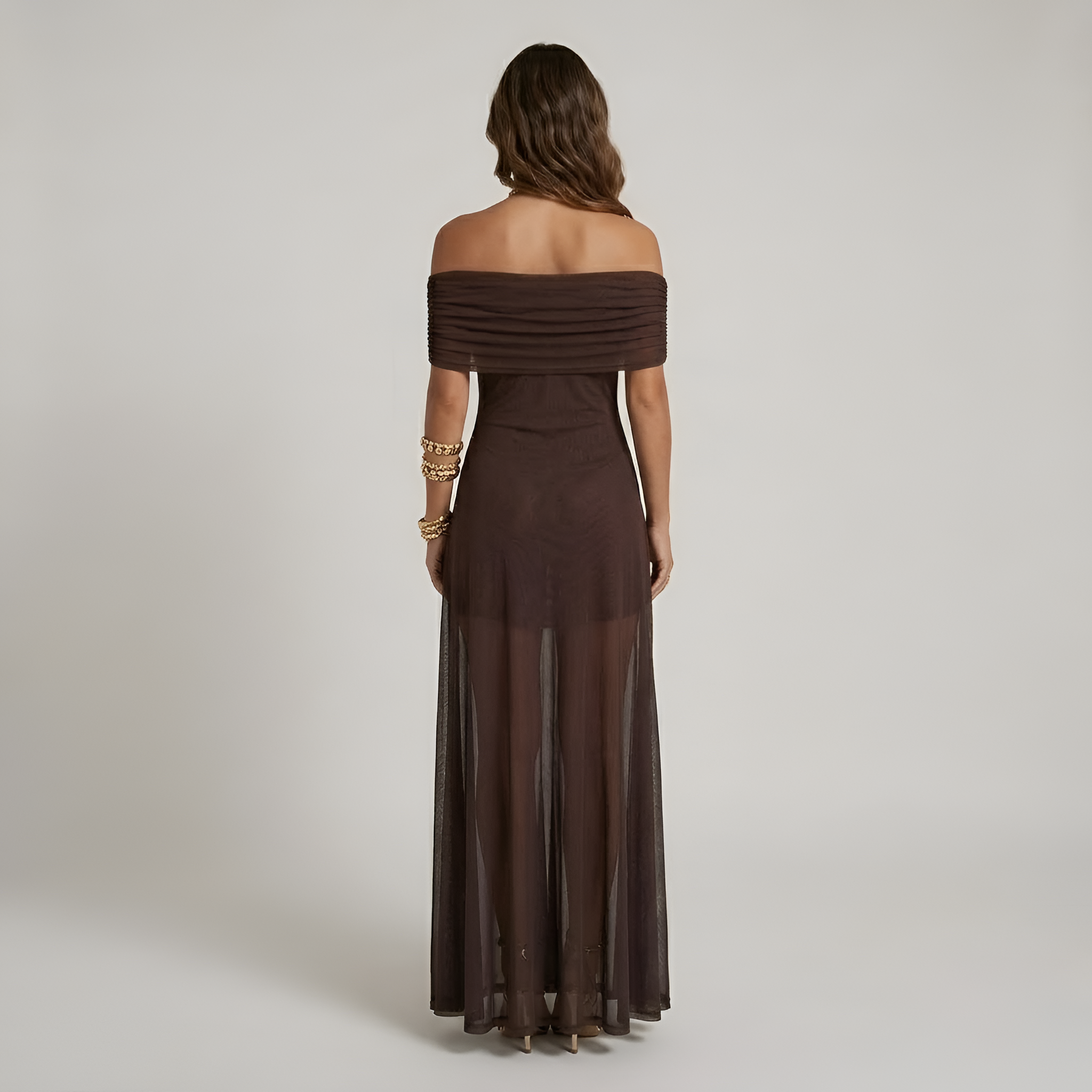 Margaret - Robe longue fluide en mousseline sans bretelles