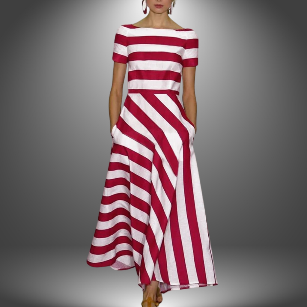 Robe Maxi Femme | Imprimé Rayé & Élégante A-Ligne