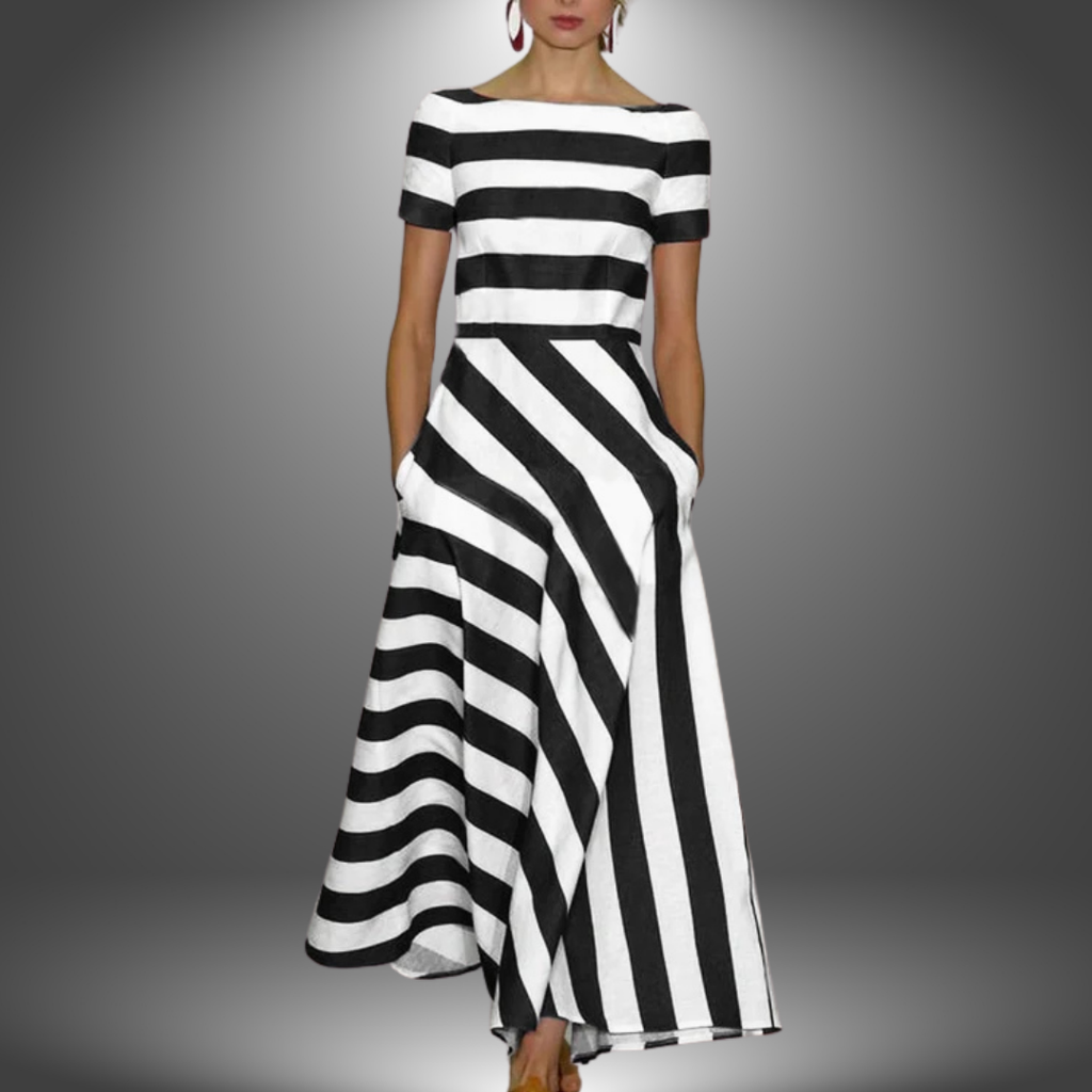 Robe Maxi Femme | Imprimé Rayé & Élégante Silhouette A