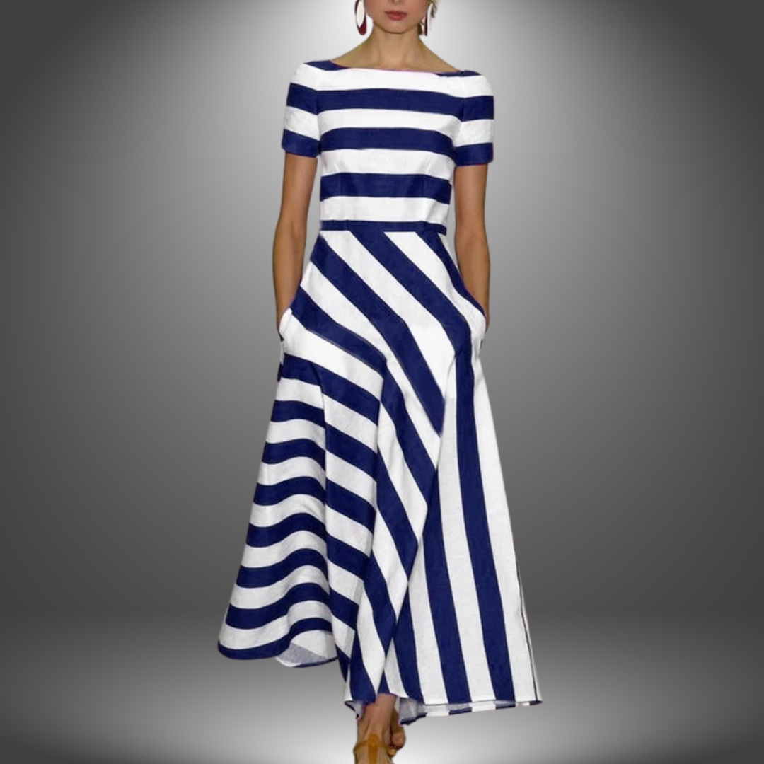 Robe Maxi Femme | Imprimé Rayé & Élégante Silhouette A