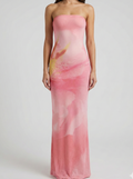 Robe Maxi Imprimée Sans Bretelles – Robe Élégante d'Été pour Femmes