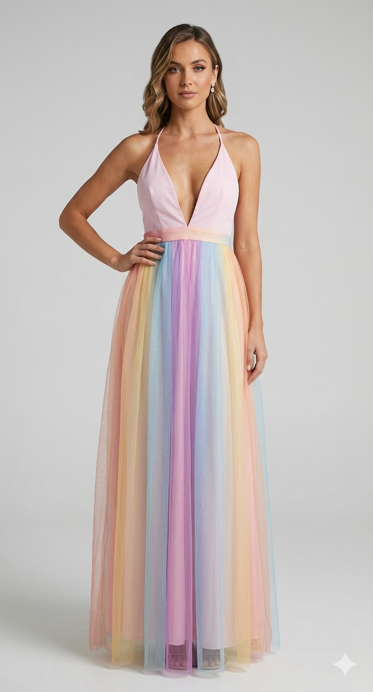 Robe maxi à décolleté en V pour femmes